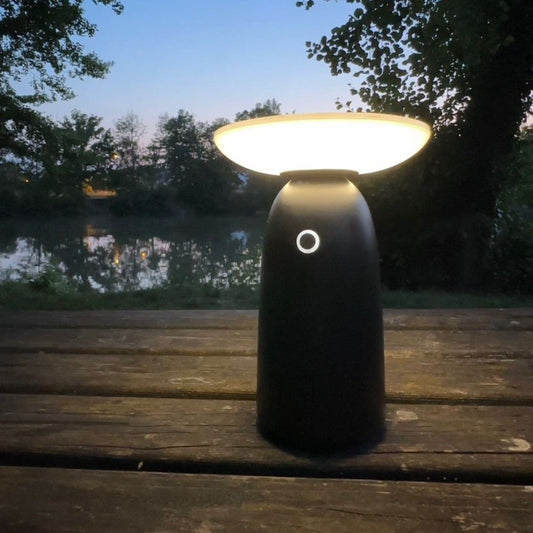 Lampe de table Led solaire noire HALO - 3 modes d'éclairage - max 250 lumens - Prise USB