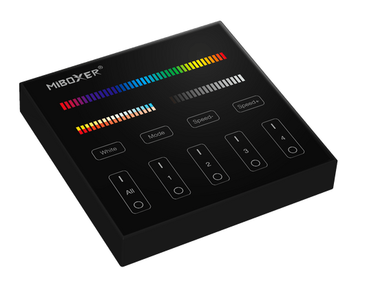 Télécommande murale RF noire RGBWW 4 zones pour gamme connectée MI–LIGHT - 2.4GHz