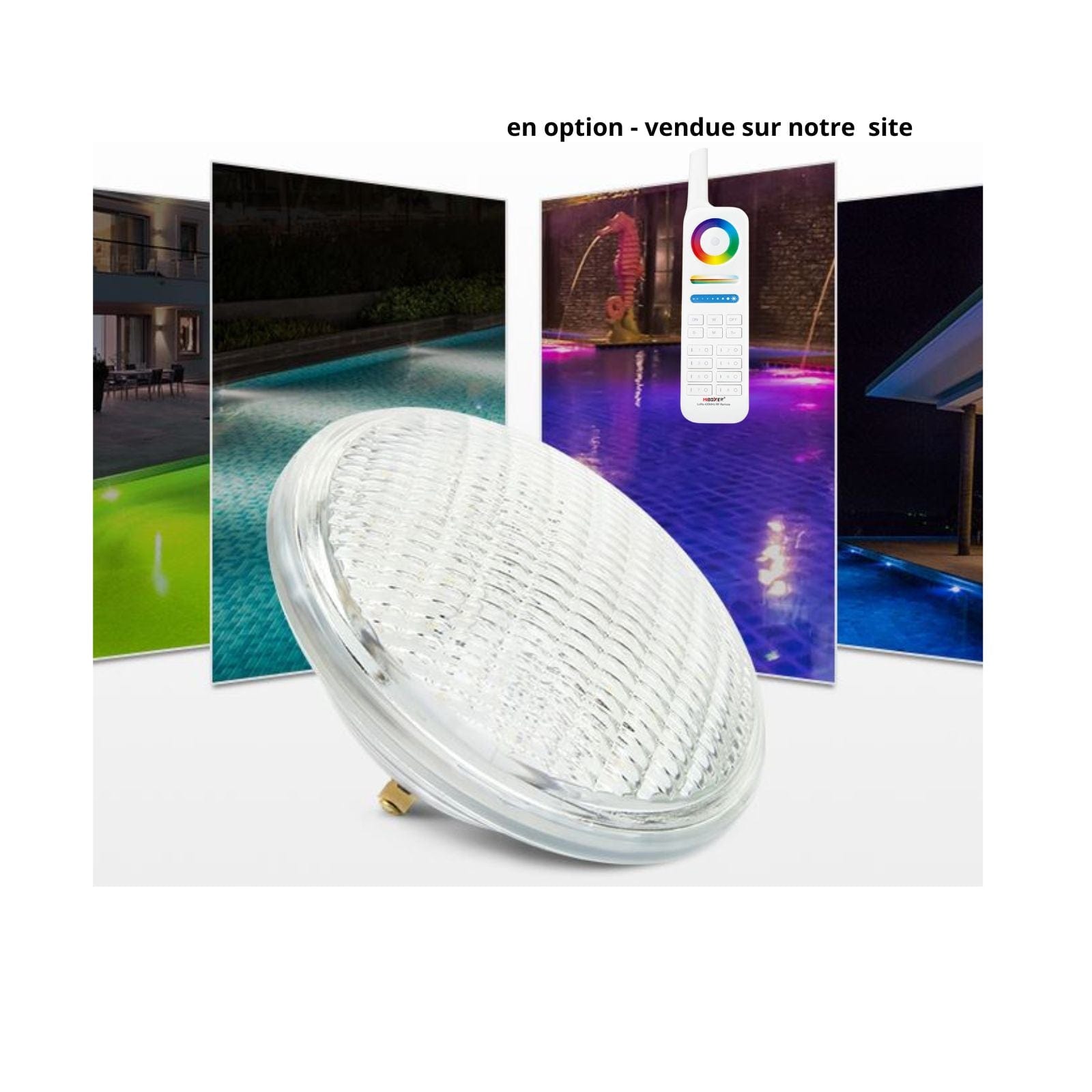 Ampoule pour piscine PAR56 - AC12V / DC12~24V - RGBWW (Gamme LORA) - 18W - 1800 lumens - Télecommandable - Lumihome-France