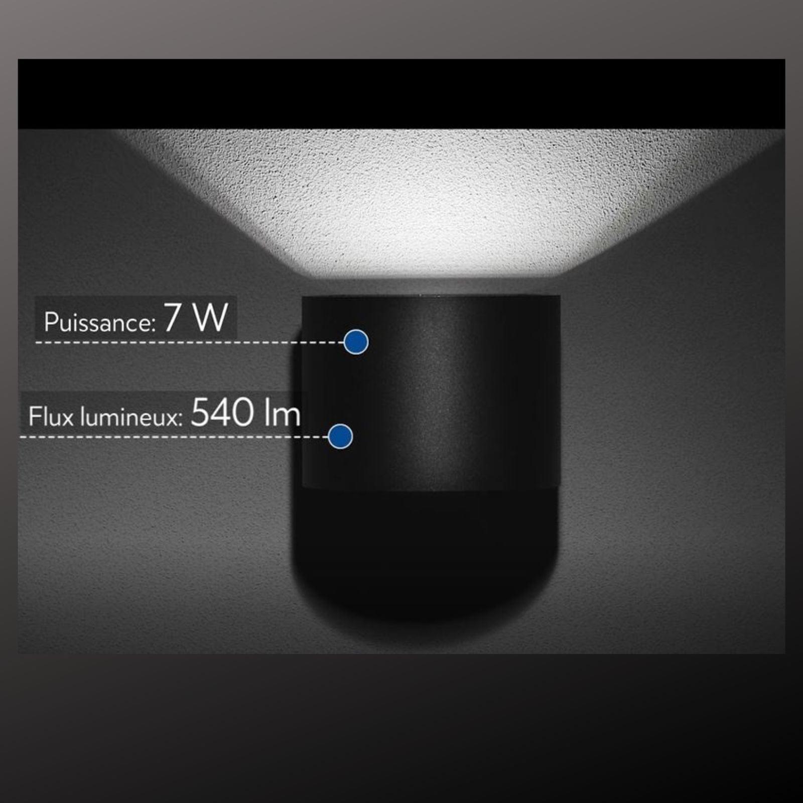 Applique LED MISSOURI - 230V - Noire - Double éclairage - Faisceaux réglables - 540 lumens - Lumihome-France.com
