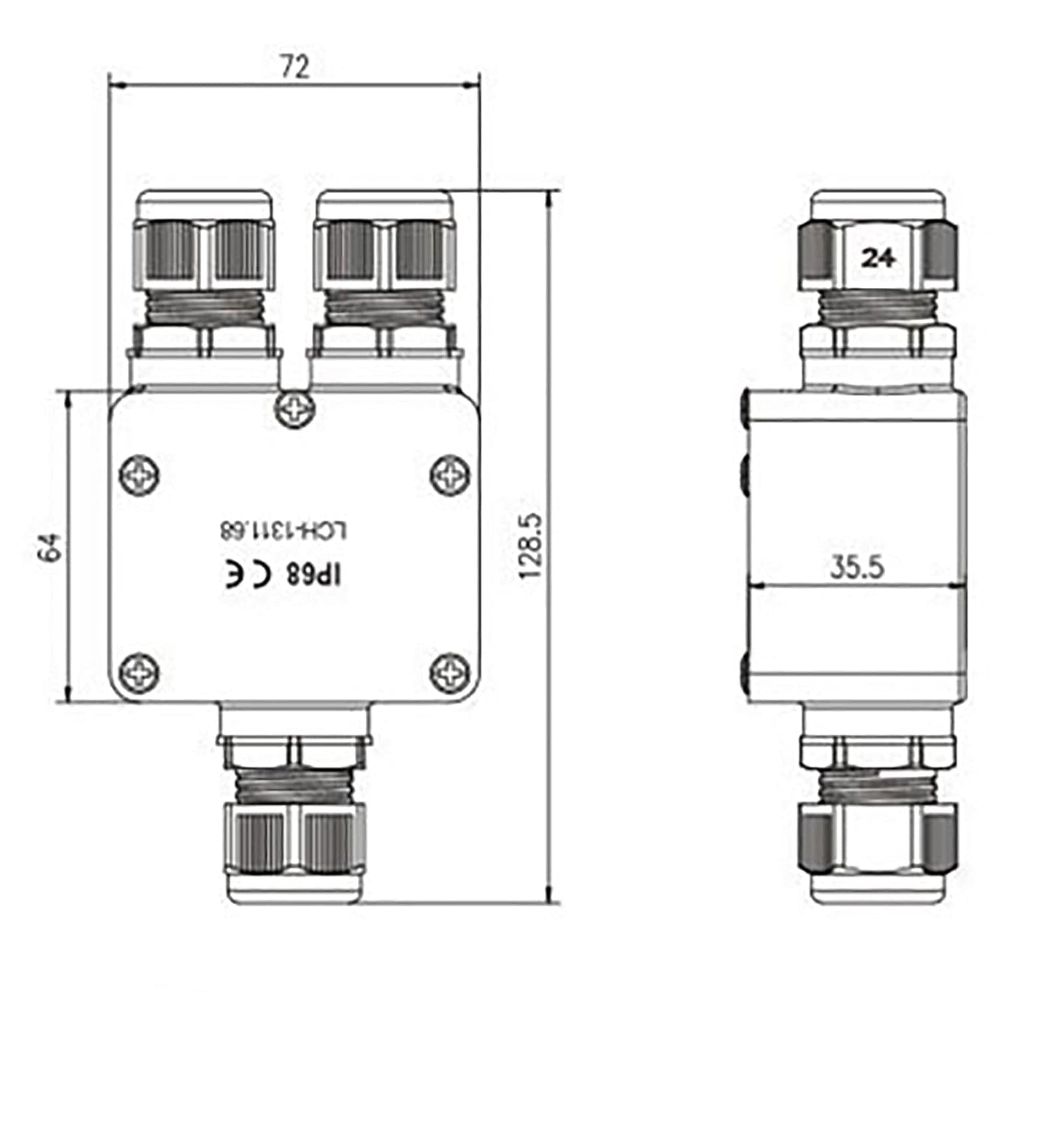 Boite Etanche Transparente RAC–BOX3–68 - Avec dominos - 3 entrées - presse étoupe - IP68 - compatible câble souple - Lumihome-France.com