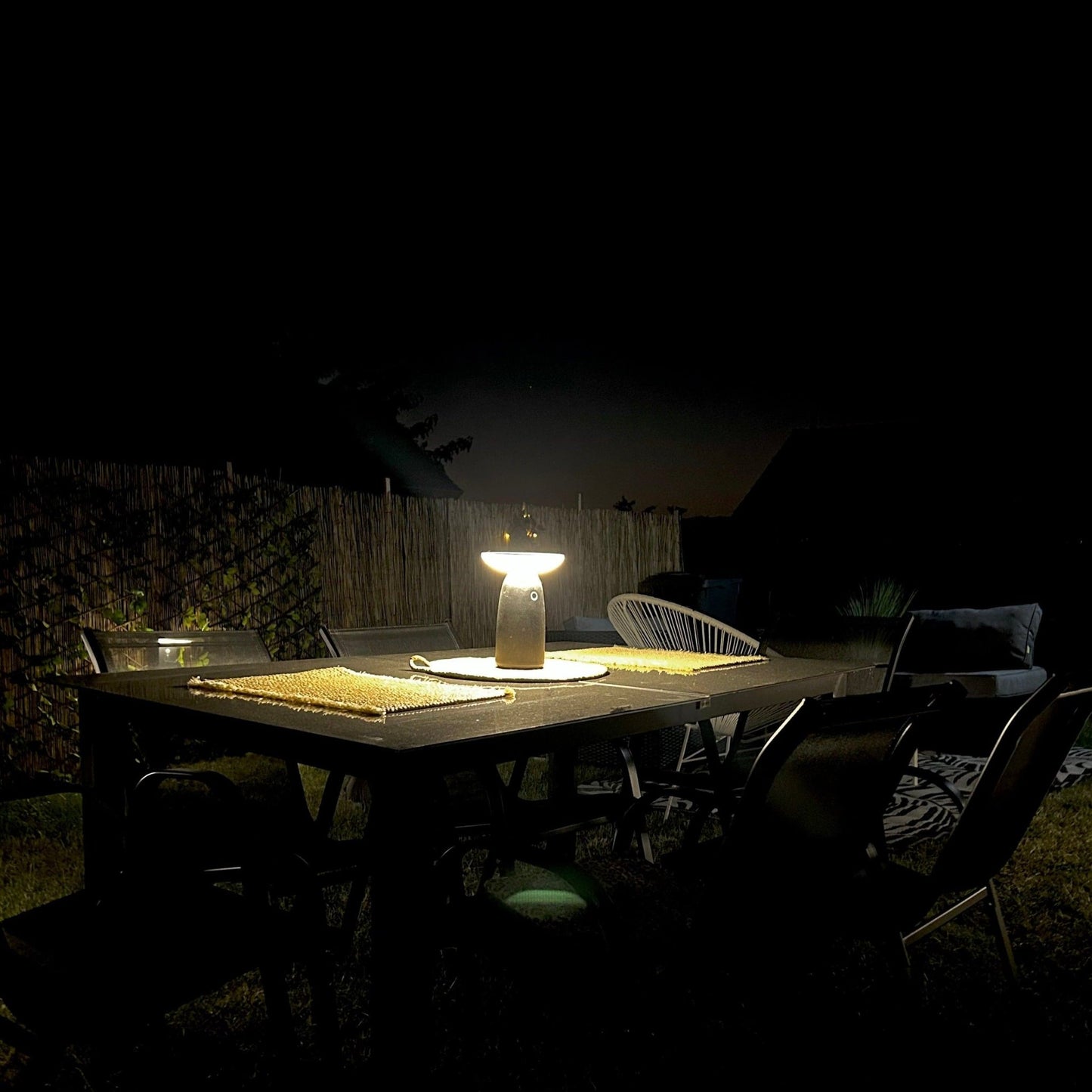 Lampe de table Led solaire noire HALO - 3 modes d'éclairage - max 250 lumens - Prise USB - Lumihome-France.com