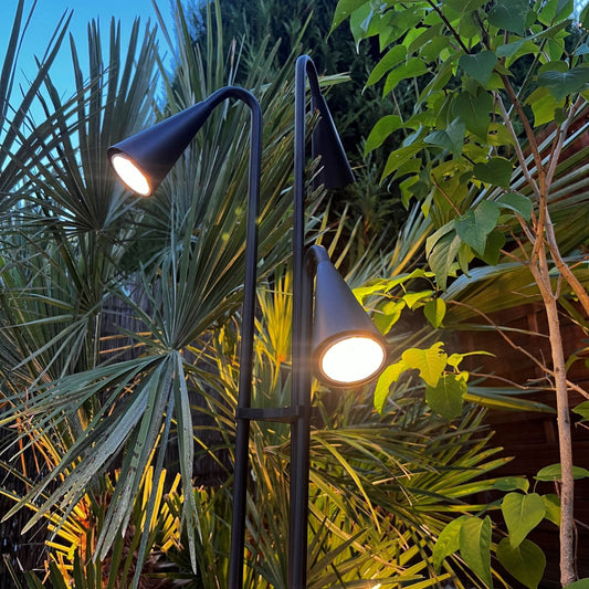 Lampe extérieure à poser EQUINOXE - 12V AC- Noire - 3 x GU5.3 - IP23 - Ampoules non incluses - Lumihome-France.com