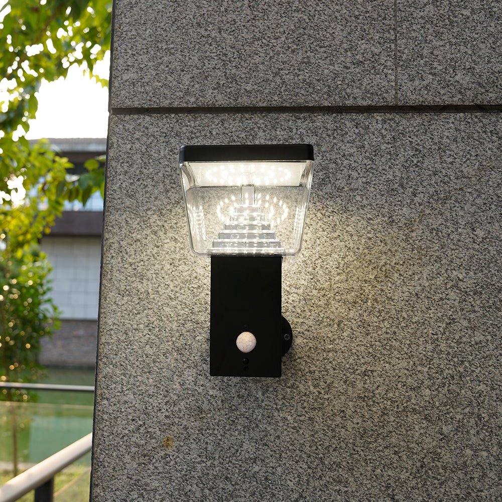 Solar Led Wandleuchte Schwarz LIBERTY - Bewegungsmelder - 3 Lichtmodi 75 bis 600 Lumen - Lumihome