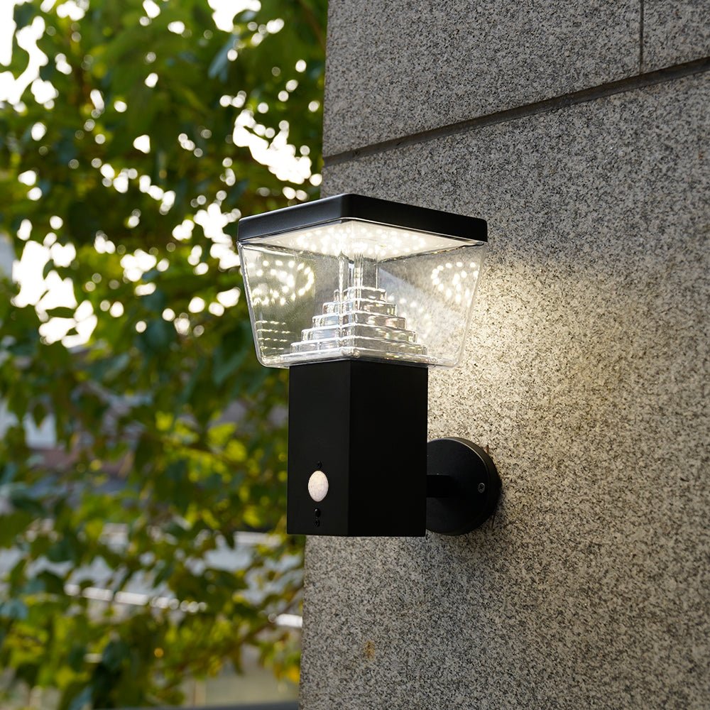 Solar Led Wandleuchte Schwarz LIBERTY - Bewegungsmelder - 3 Lichtmodi 75 bis 600 Lumen - Lumihome