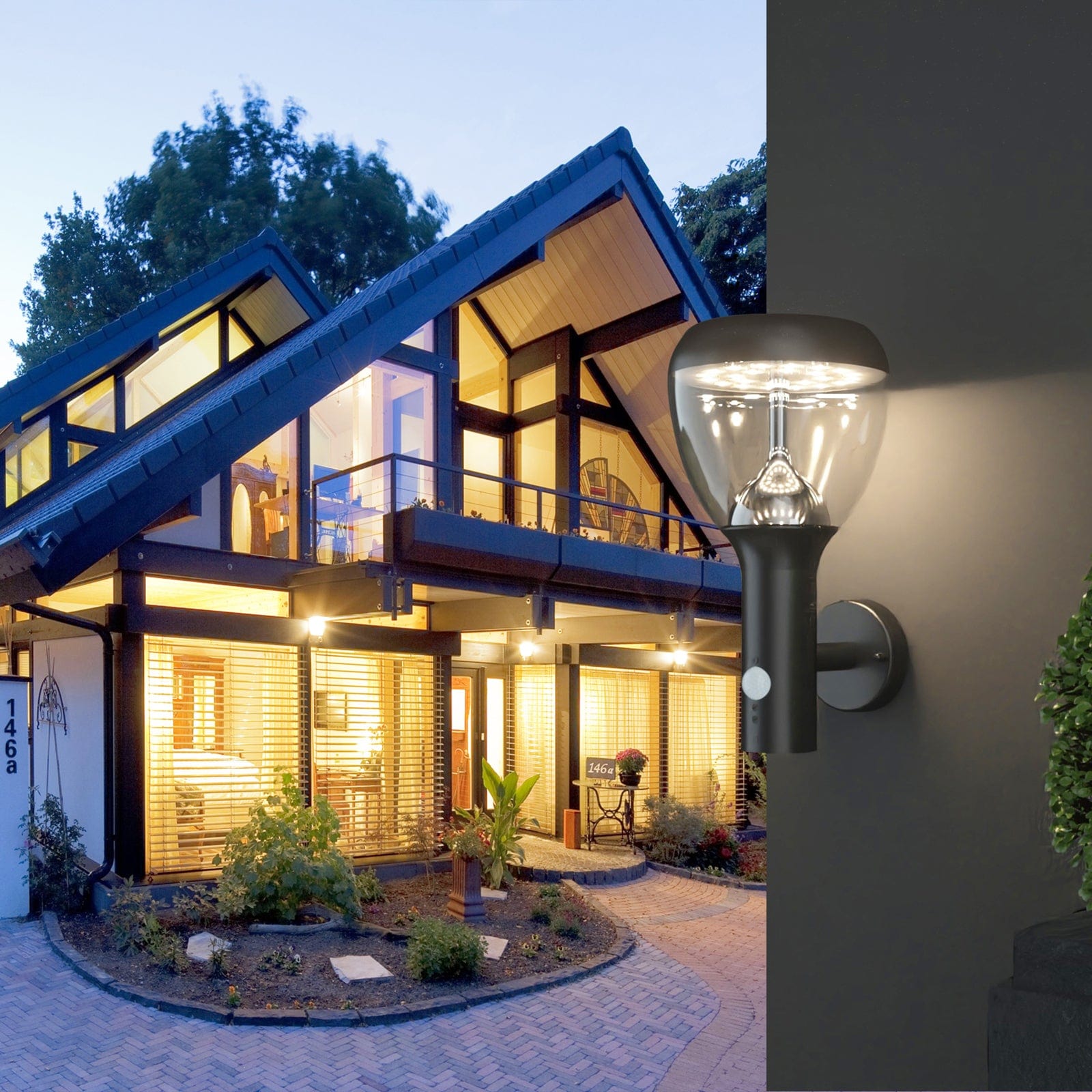 Solar Led Wandleuchte LUNA - Bewegungsmelder - 3 Lichtmodi 75 bis 600 Lumen - Lumihome-Deutschland.com