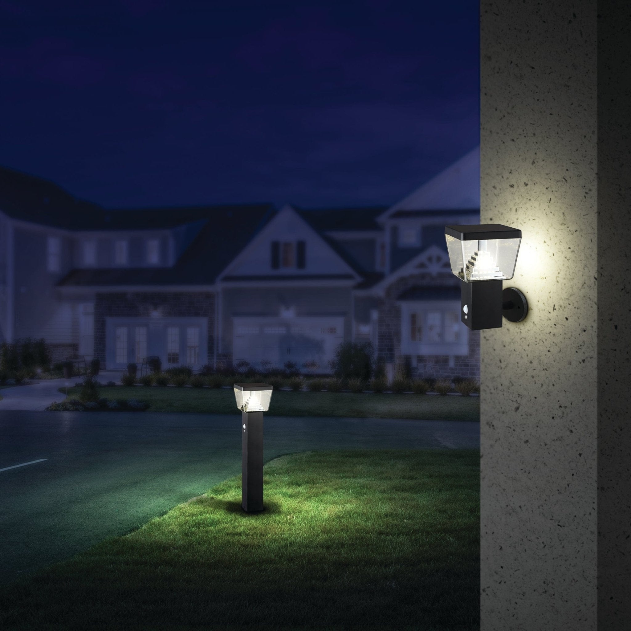 Solar Led Wandleuchte Schwarz LIBERTY - Bewegungsmelder - 3 Lichtmodi 75 bis 600 Lumen - Lumihome-Deutschland.com