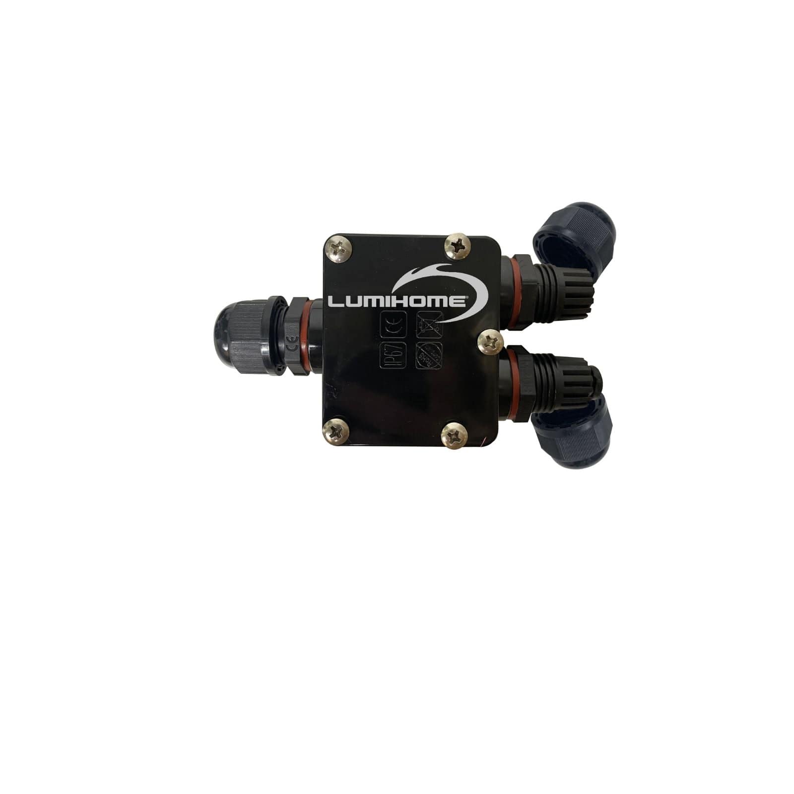 Wasserdichter Kasten IP67 WZL4 - Schwarz - Mit Dominosteinen - 3 Eingänge - Stopfbuchse - kompatibel mit flexiblen Kabeln - Lumihome-France.com