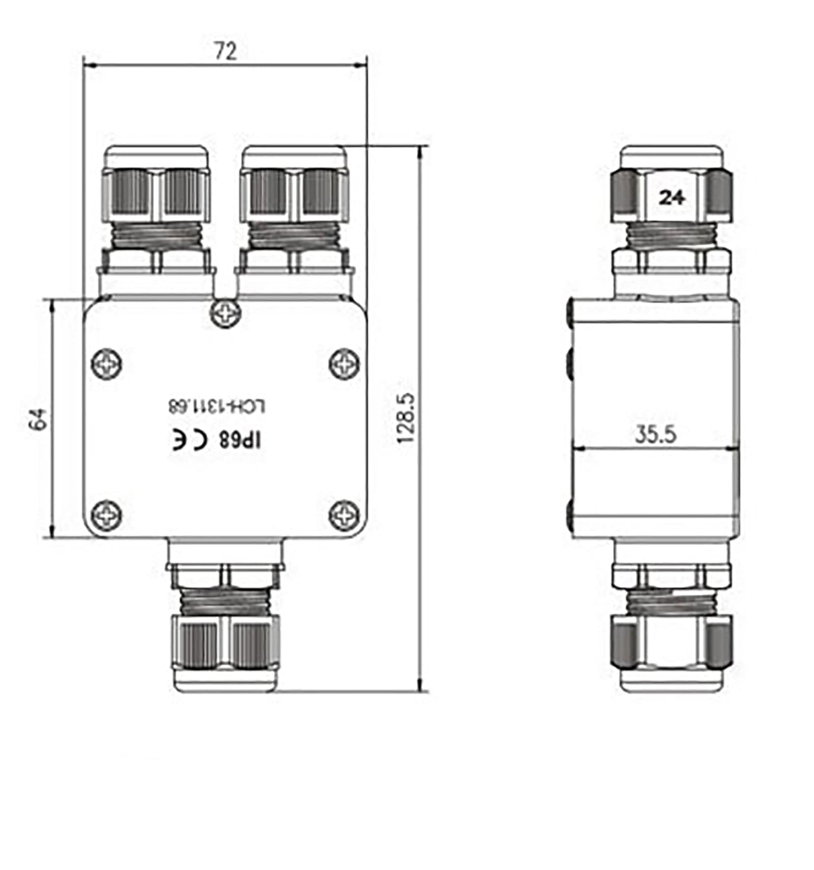 Transparente wasserdichte Box RAC-BOX3-68 - Mit Dominosteinen - 3 Eingänge - Kabelverschraubung - IP68 - kompatibel mit flexiblen Kabeln - Lumihome