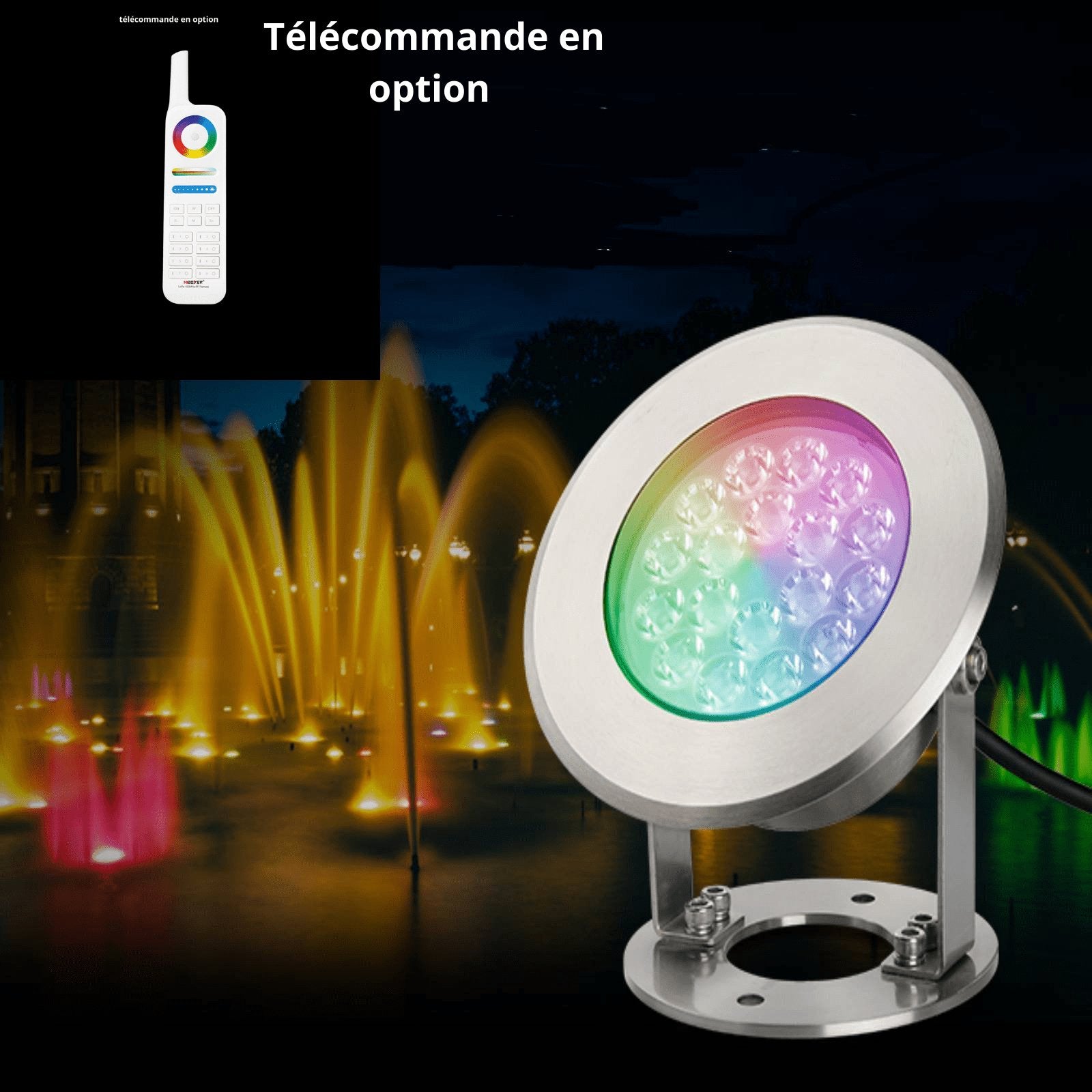 Led-Spot Eintauchbarer Brunnen RGB+CCT LoRa-Reihe - 12-24V AC/DC - Fernbedienbar - IP68 - Lumihome-France.com