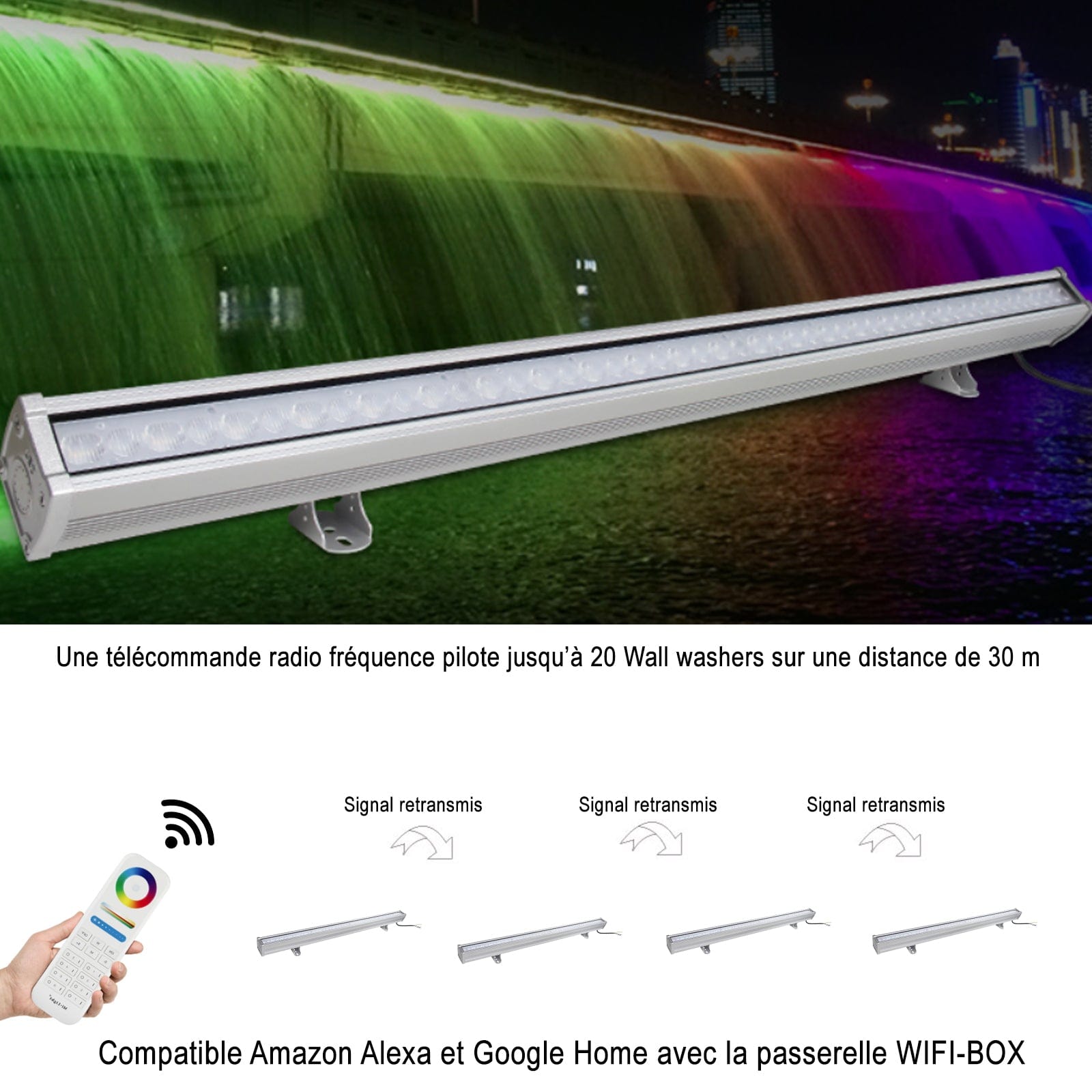 Outdoor Led RGB+CCT Mi-boxer - 230V- 24W - Remote control - IP66 - Lumihome-France.com