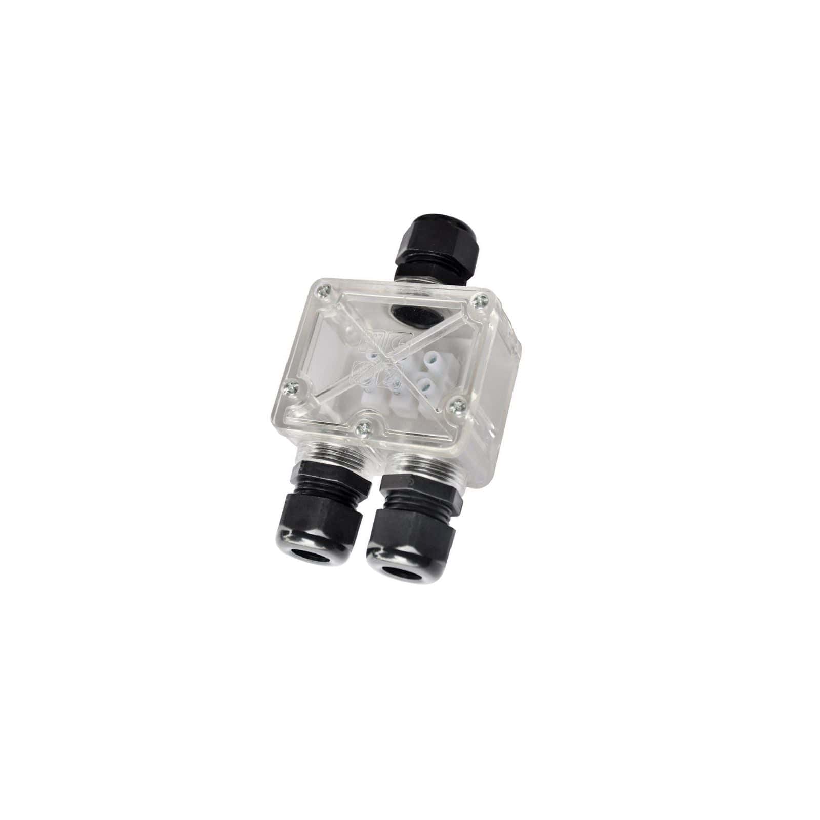 Transparent Waterproof Box RAC-BOX3-68 - With dominoes - 3 inputs - cable gland - IP68 - flexible cable compatible - Lumihome