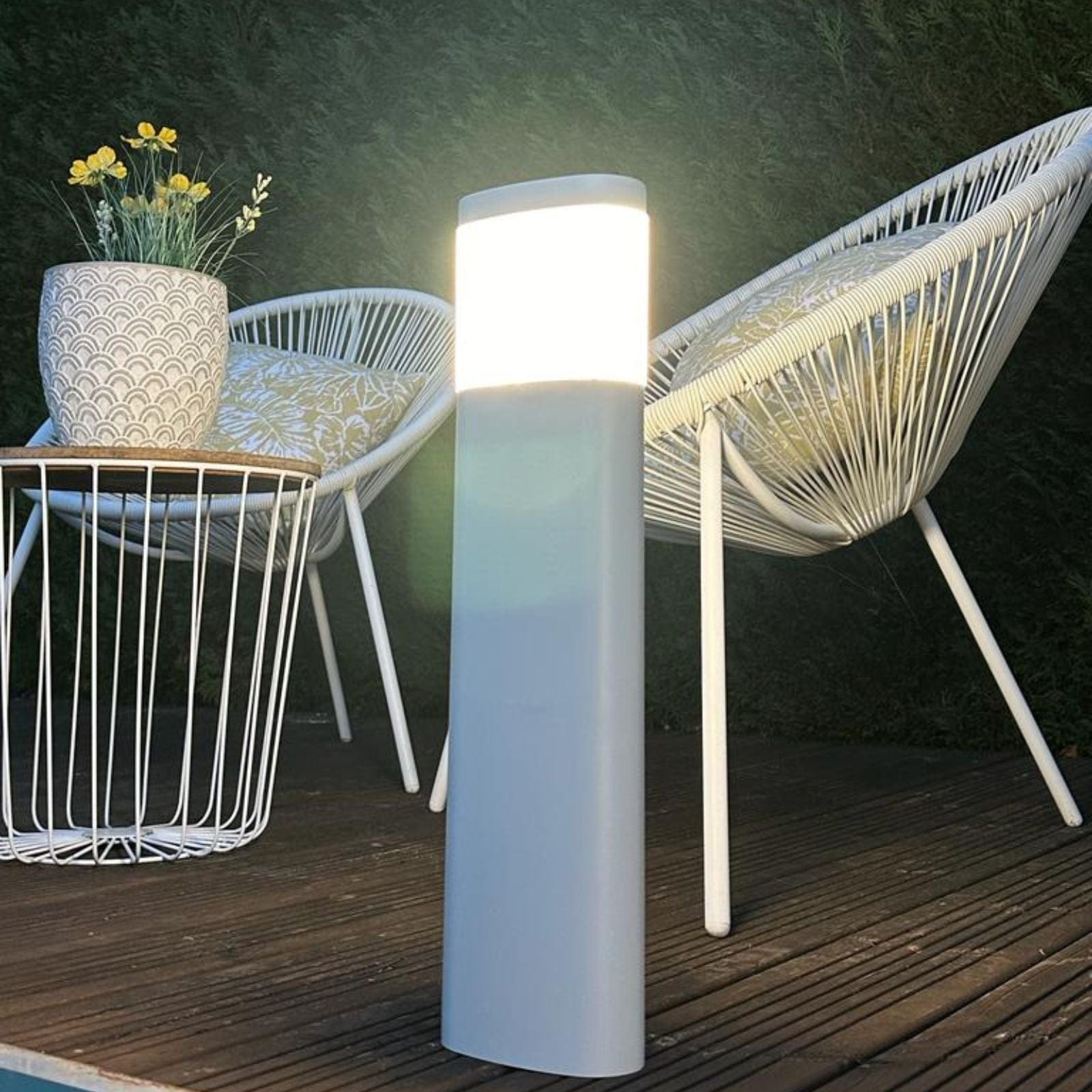 Led bollard Dallas white HY020PSH - 230V - Height 50 cm - 1000 lumens - Lumihome-France.com