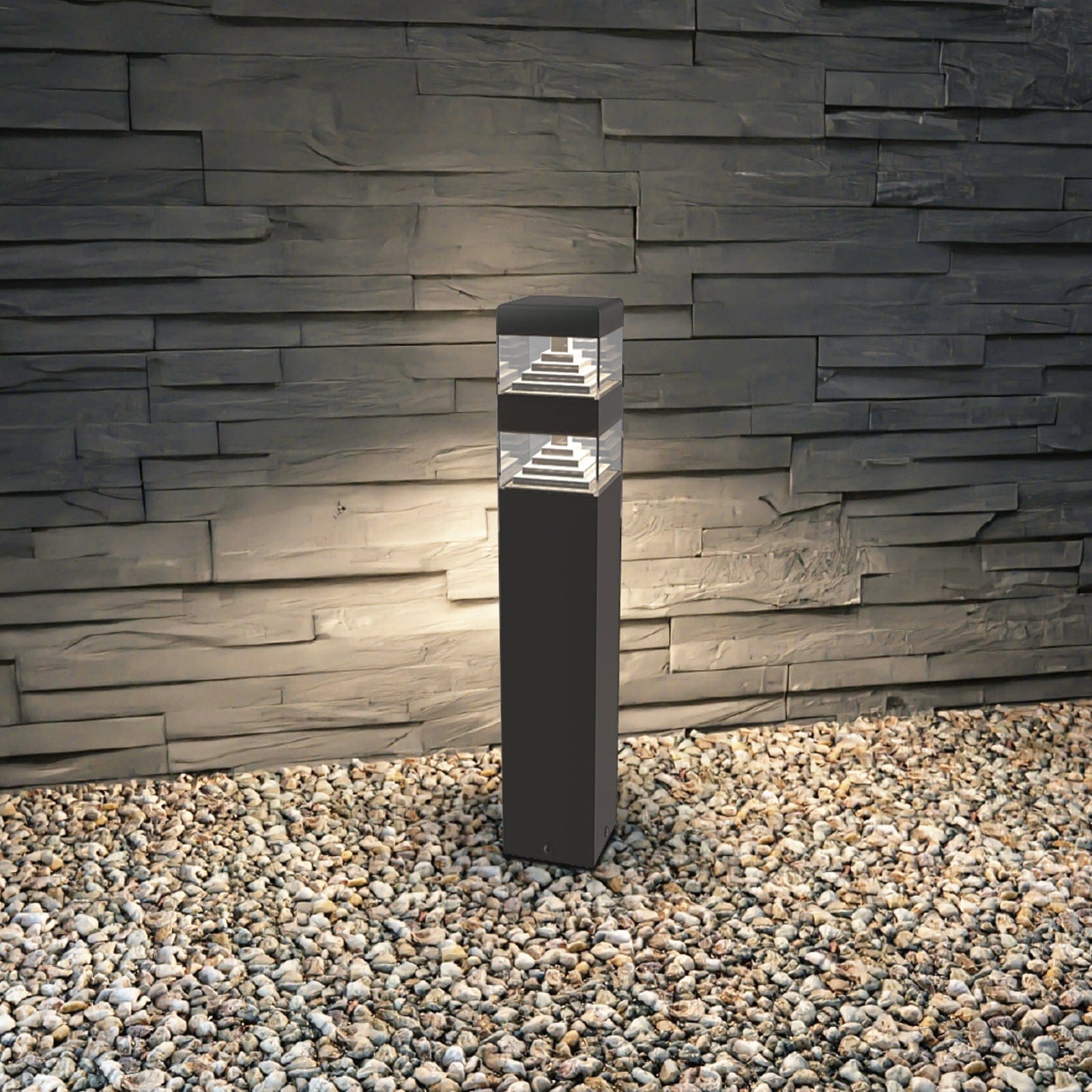 Pyramid bollard 32 led grey anthracite 60 cm 230v 1000 lumens - Lumihome-France.com