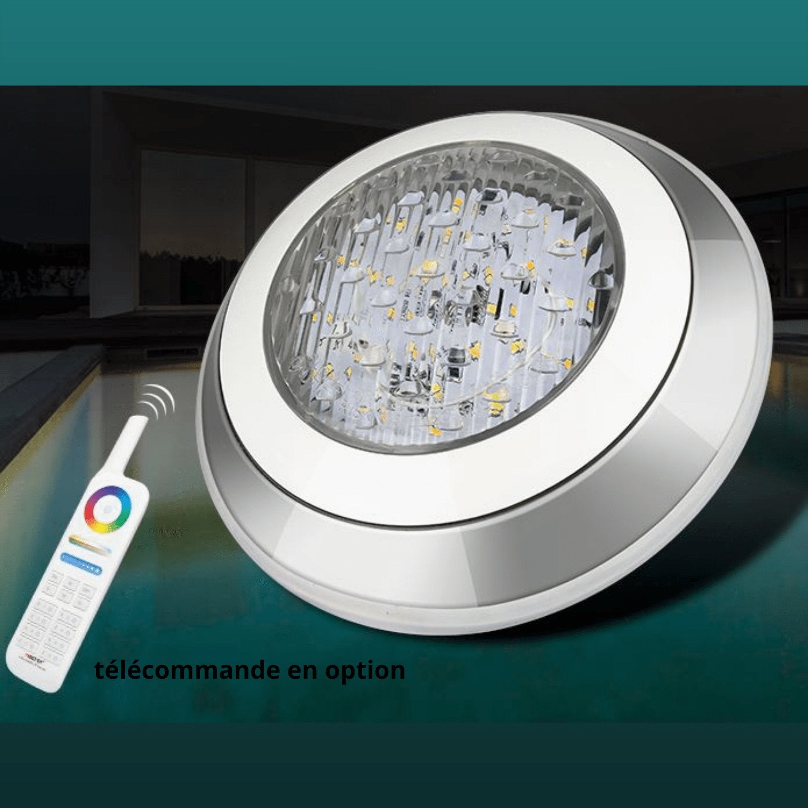 Pool light RGB+CCT - 12~24V AC/DC - 15W Gamme LORA -1100 lumens - IP68 - Lumihome