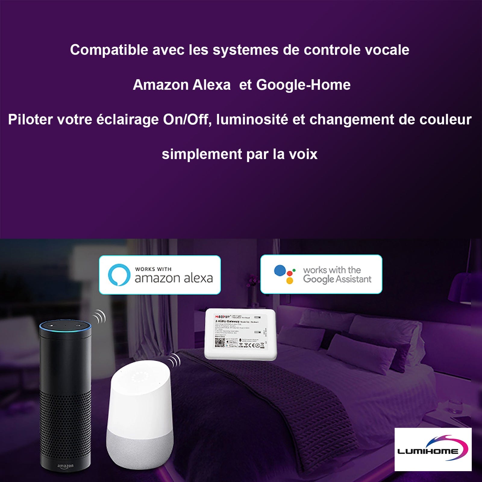 Smartphone, Alexa and google home compatible wifi gateway for MI-BOXER 2.4GHz range - Lumihome-France.com