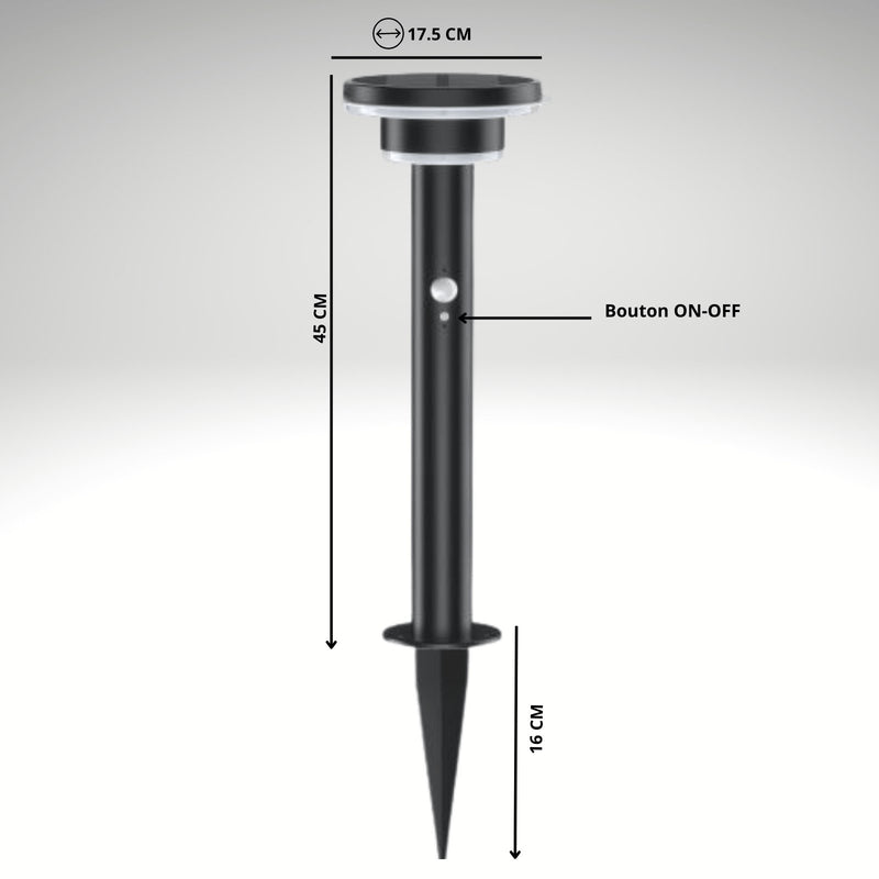 GENOVA bolardo LED solar - Detector de movimiento - 3 modos de iluminación 75 a 600 lúmenes - Lumihome