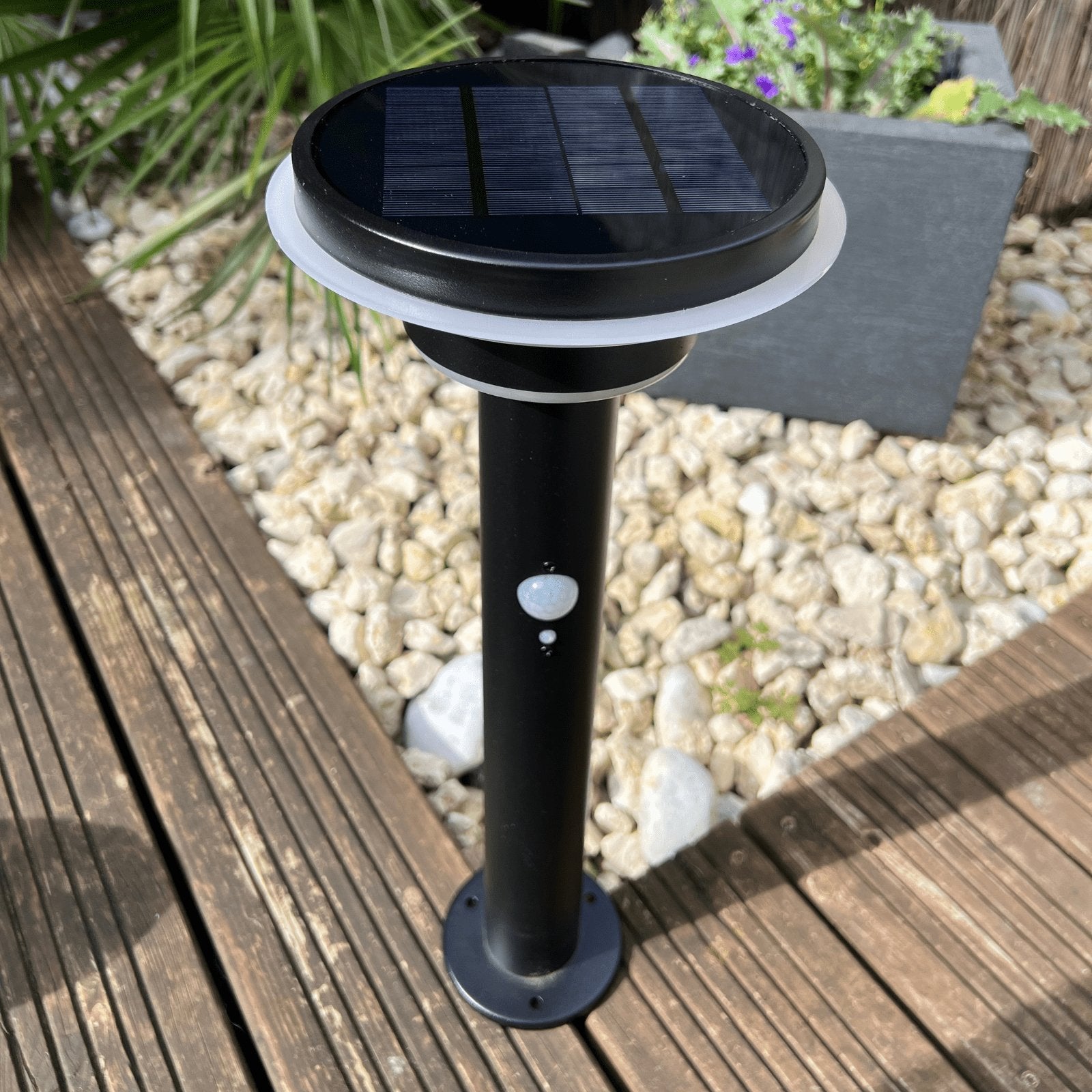 GENOVA bolardo LED solar - Detector de movimiento - 3 modos de iluminación 75 a 600 lúmenes - Lumihome