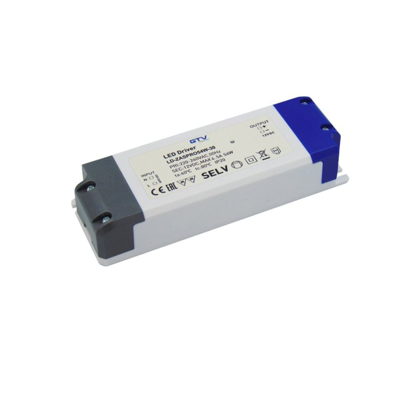 Transformador 12V LD-ZASPRO54W-30 - AC/DC - 54W - IP20 - Lumihome-France.com